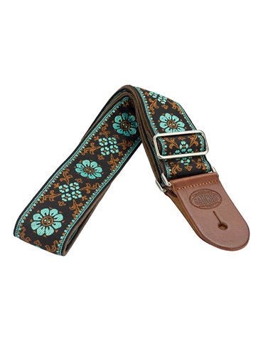 CORREA GAUCHO SERIE DELUXE TRADICIONAL PARA GUITARRA 50mm MARRÓN/AZUL 2