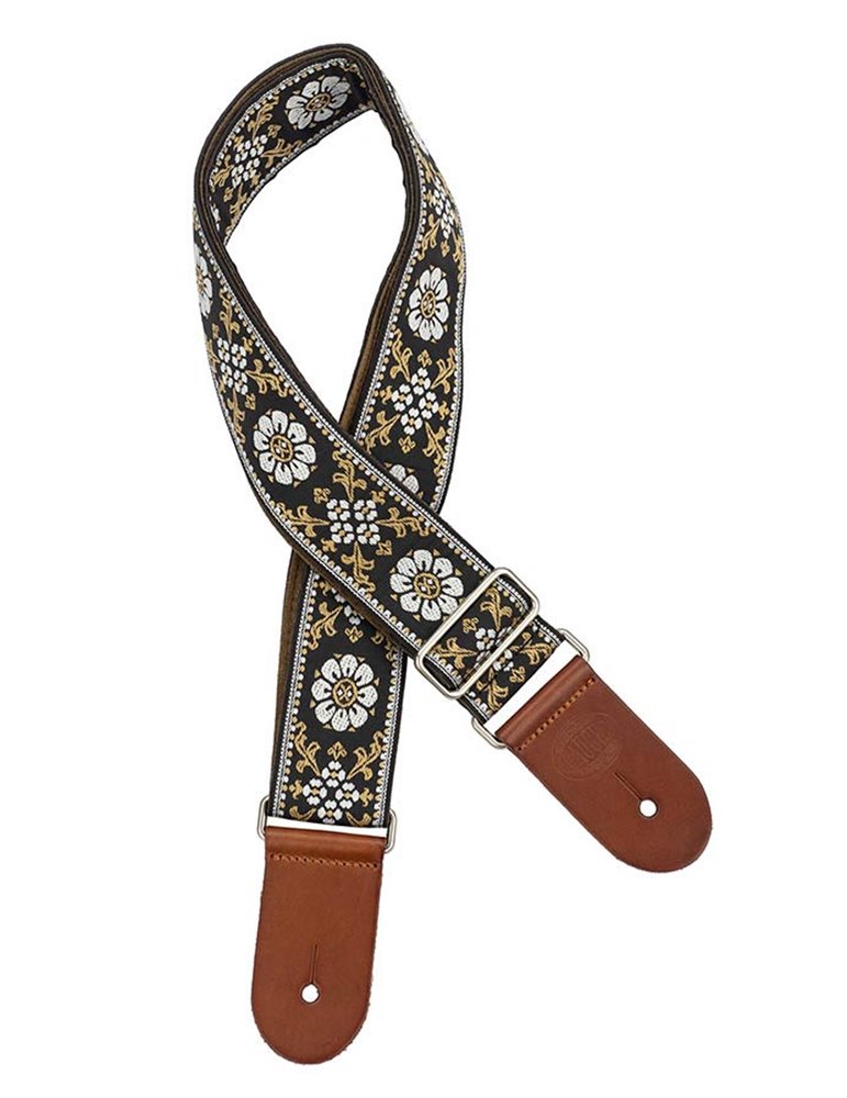 CORREA GAUCHO SERIE DELUXE TRADICIONAL PARA GUITARRA 50mm BLANCO/NEGRO