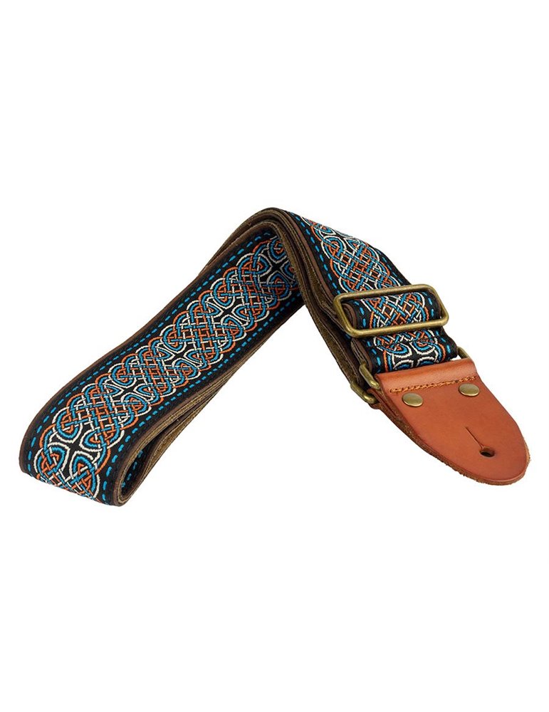 CORREA GAUCHO AUTÉNTICO DELUXE TRADICIONAL PARA GUITARRA 50mm HEBILLA LATÓN BK/BU