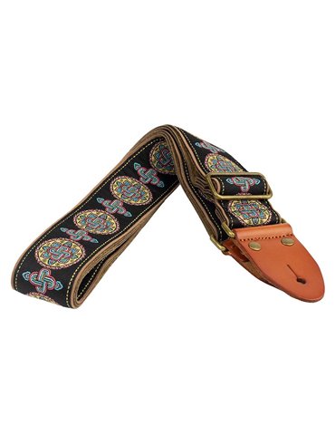 CORREA GAUCHO AUTÉNTICO DELUXE TRADICIONAL PARA GUITARRA 50mm HEBILLA LATÓN BK/BU/RD 2