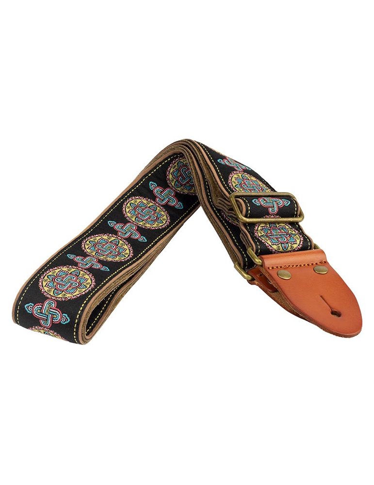 CORREA GAUCHO AUTÉNTICO DELUXE TRADICIONAL PARA GUITARRA 50mm HEBILLA LATÓN BK/BU/RD