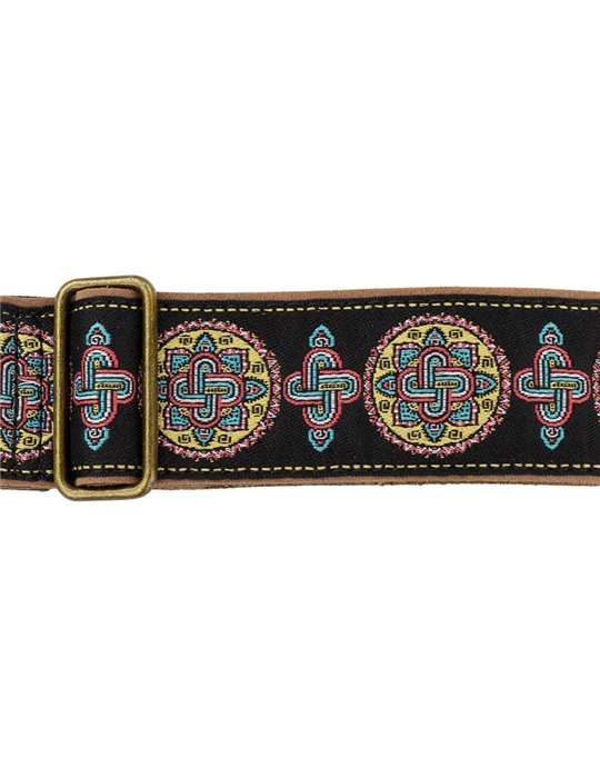 CORREA GAUCHO AUTÉNTICO DELUXE TRADICIONAL PARA GUITARRA 50mm HEBILLA LATÓN BK/BU/RD