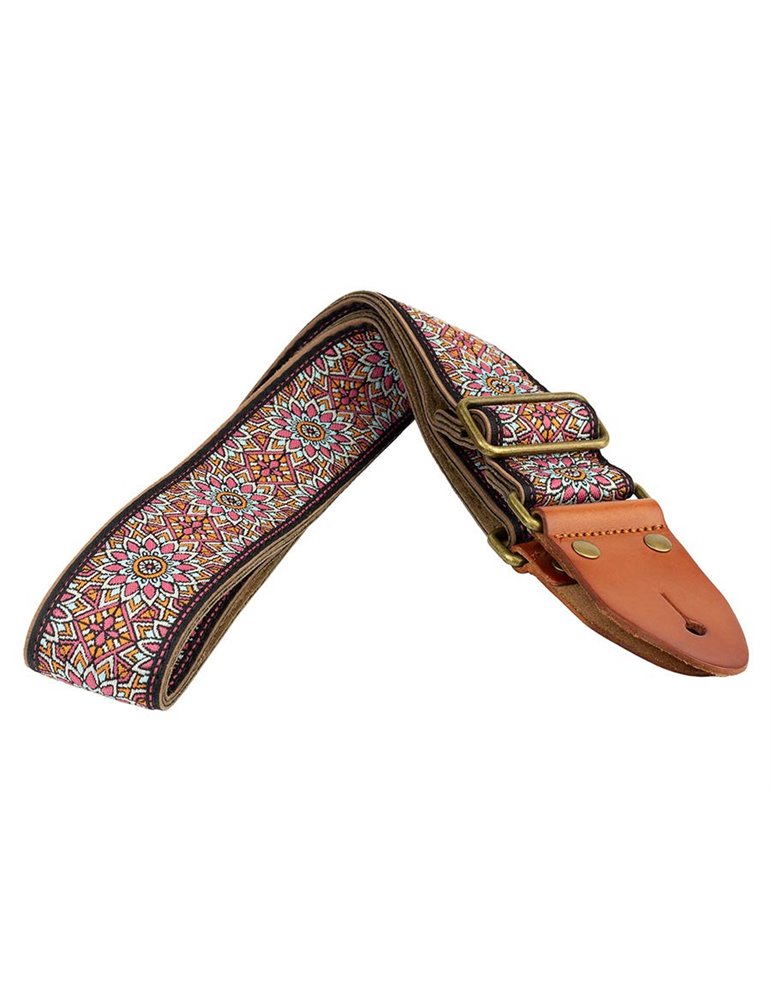 CORREA GAUCHO AUTÉNTICO DELUXE TRADICIONAL PARA GUITARRA 50mm HEBILLA LATÓN BK/BU/RD