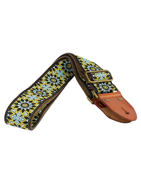 CORREA GAUCHO AUTÉNTICO DELUXE TRADICIONAL PARA GUITARRA 50mm HEBILLA LATÓN BK/BU/GN