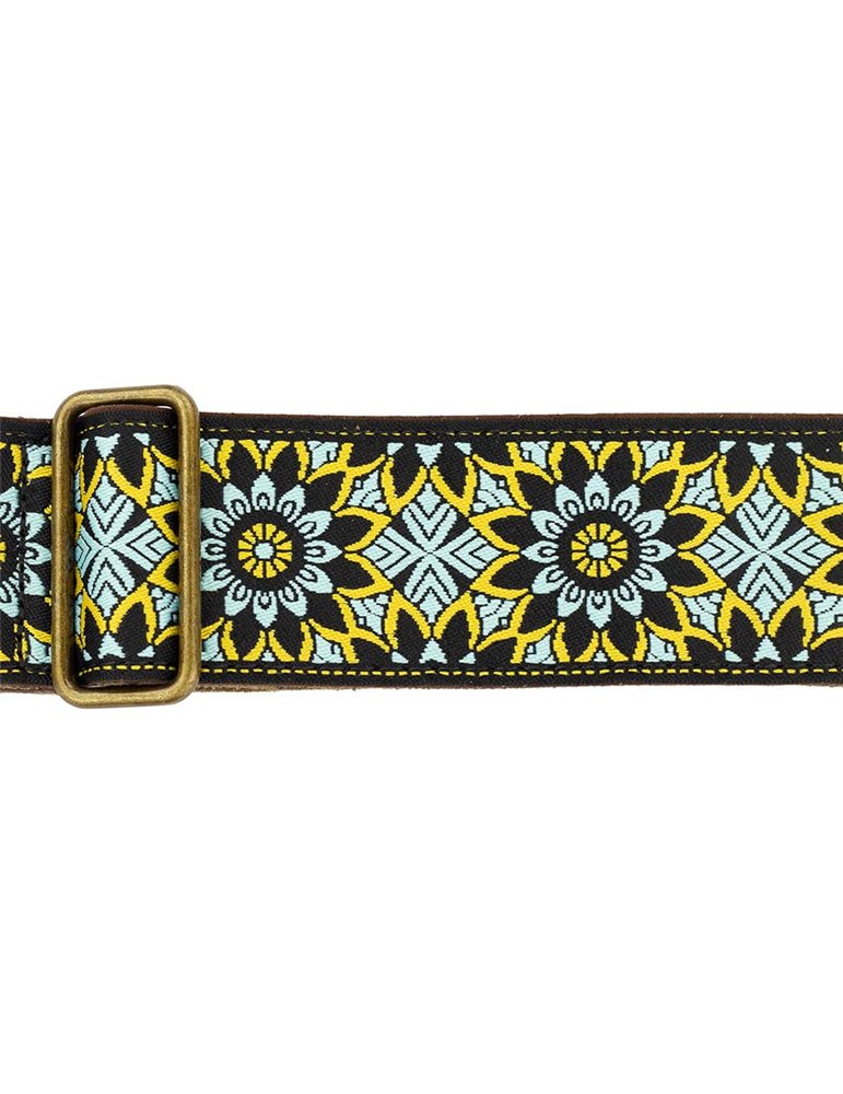 CORREA GAUCHO AUTÉNTICO DELUXE TRADICIONAL PARA GUITARRA 50mm HEBILLA LATÓN BK/BU/GN