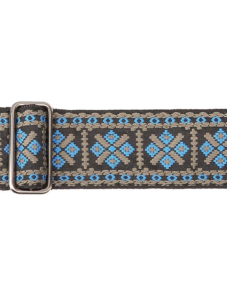 CORREA GAUCHO SERIE TRADICIONAL PARA GUITARRA 50mm CUERO AZUL Y GRIS
