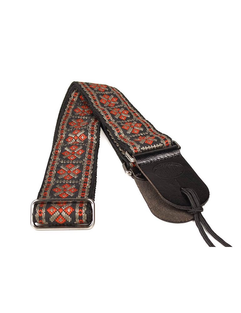 CORREA GAUCHO SERIE TRADICIONAL PARA GUITARRA 50mm CUERO ROJO Y GRIS