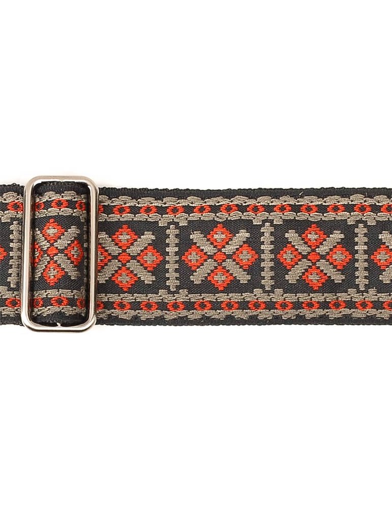 CORREA GAUCHO SERIE TRADICIONAL PARA GUITARRA 50mm CUERO ROJO Y GRIS