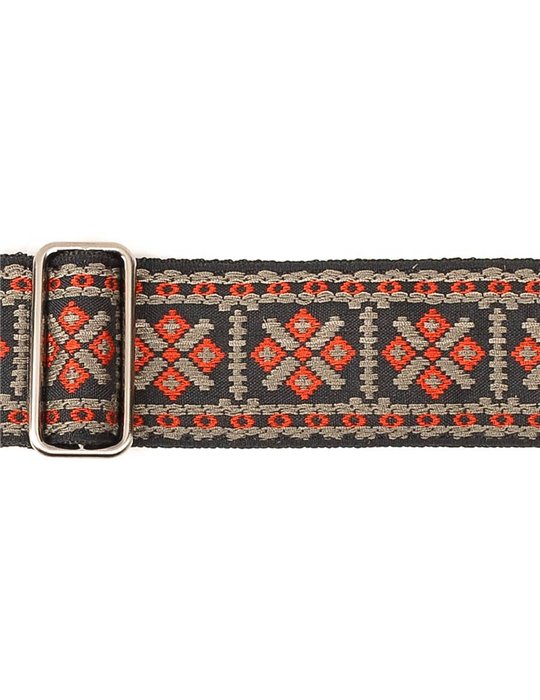 CORREA GAUCHO SERIE TRADICIONAL PARA GUITARRA 50mm CUERO ROJO Y GRIS