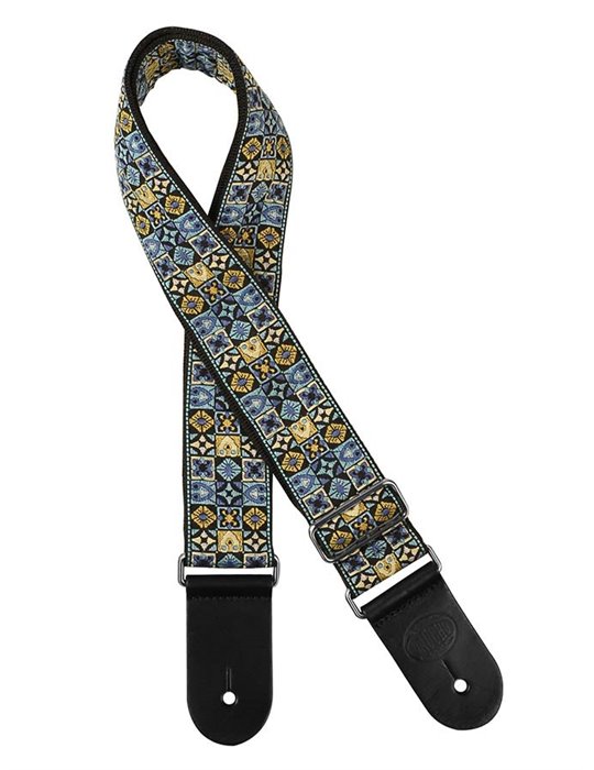 CORREA GAUCHO SERIE TRADICIONAL PARA GUITARRA 50mm MOSAICO AZUL