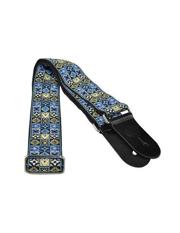 CORREA GAUCHO SERIE TRADICIONAL PARA GUITARRA 50mm MOSAICO AZUL 2