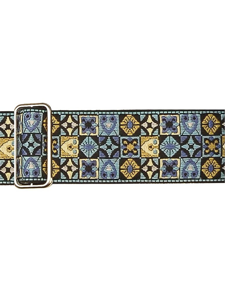 CORREA GAUCHO SERIE TRADICIONAL PARA GUITARRA 50mm MOSAICO AZUL