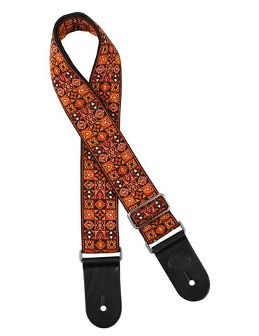 CORREA GAUCHO SERIE TRADICIONAL PARA GUITARRA 50mm MOSAICO NARANJA