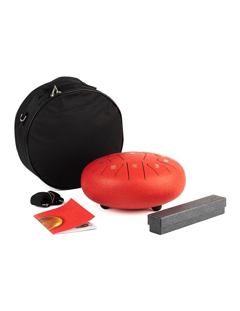 TONGUE DRUM HAYMAN DE 10” DO MAYOR 11 NOTAS ROJO