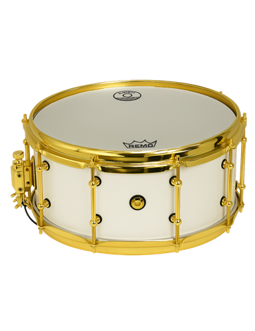 CAJA JINBAO 14" x 6" POP MADERA BLANCO LACADO/DORADO