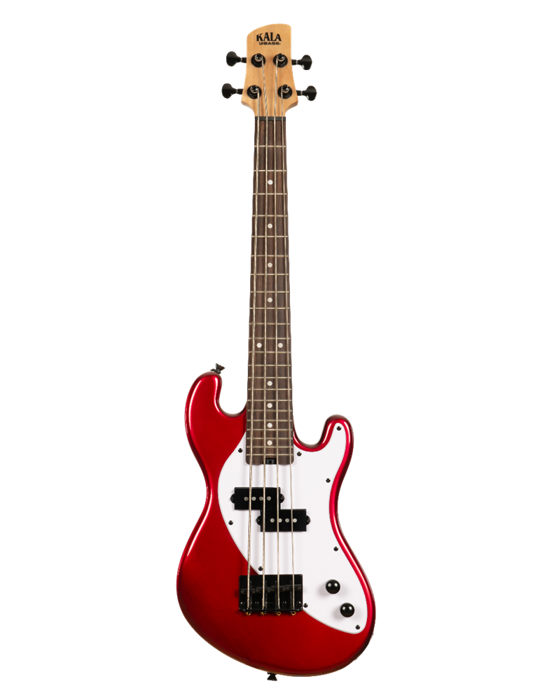 UKELELE KALA U-BASS DE CUERPO MACIZO ROJO DE 4 CUERDAS