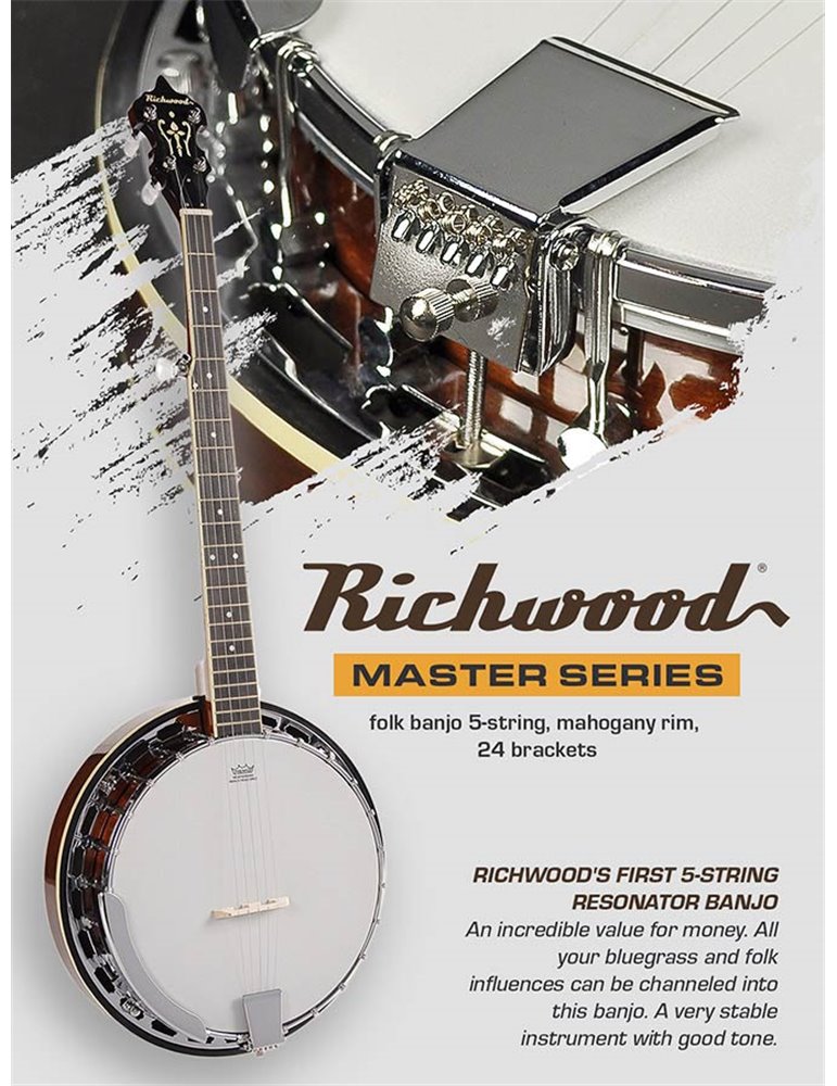 Banjo folk Richwood 5 cuerdas caoba 24 tensores