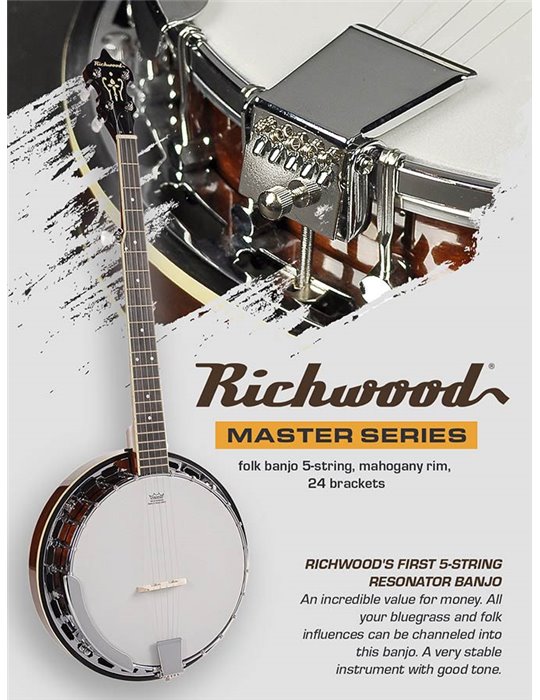 Banjo folk Richwood 5 cuerdas caoba 24 tensores