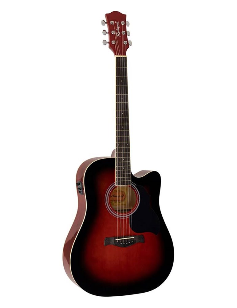 GUITARRA ACÚSTICA RICHWOOD ELECTRIFICADA DREADNOUHT ROJO SUNBURST