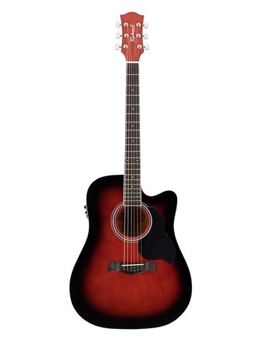 GUITARRA ACÚSTICA RICHWOOD ELECTRIFICADA DREADNOUHT ROJO SUNBURST 2