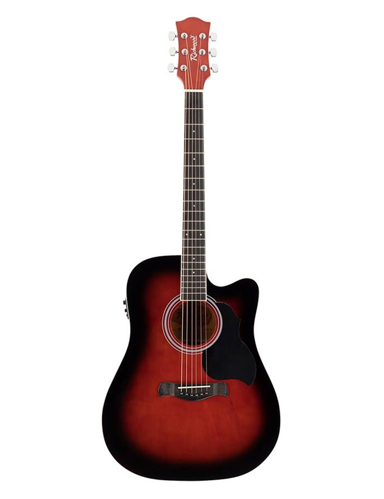 GUITARRA ACÚSTICA RICHWOOD ELECTRIFICADA DREADNOUHT ROJO SUNBURST