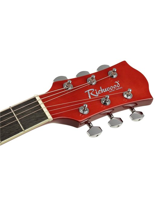 GUITARRA ACÚSTICA RICHWOOD ELECTRIFICADA DREADNOUHT ROJO SUNBURST
