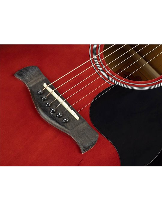 GUITARRA ACÚSTICA RICHWOOD ELECTRIFICADA DREADNOUHT ROJO SUNBURST