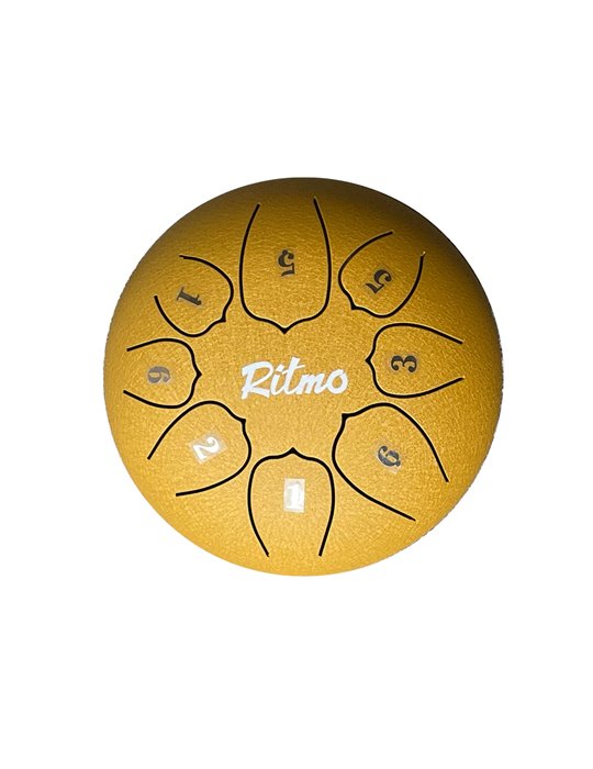 MINI TONGUE DRUM DE 6” - 8 NOTAS LOTUS DISPLAY DORADO