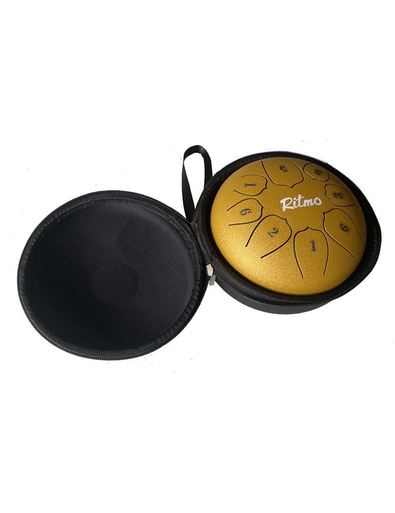 MINI TONGUE DRUM DE 6” - 8 NOTAS LOTUS DISPLAY DORADO