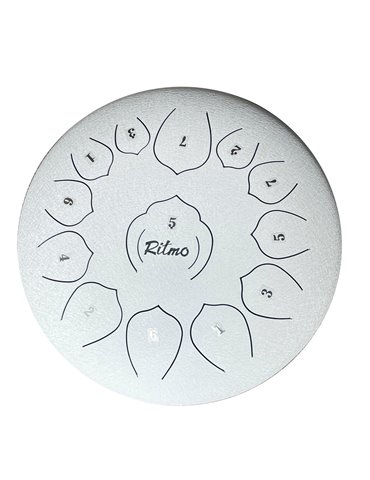 TONGUE DRUM DE 12” UPGRADED PREMIUM LOTUS SERIE 13 NOTAS BLANCO