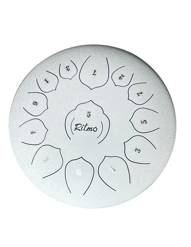 TONGUE DRUM DE 12” UPGRADED PREMIUM LOTUS SERIE 13 NOTAS BLANCO