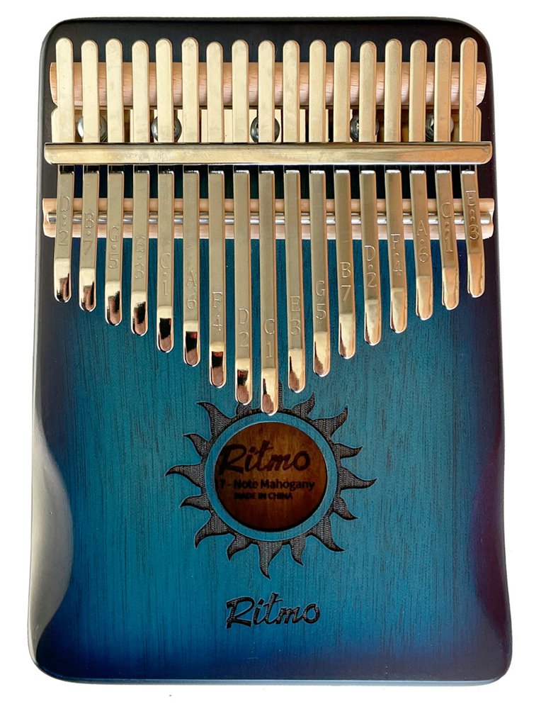 KALIMBA DE CAOBA DE 17 NOTAS AZUL