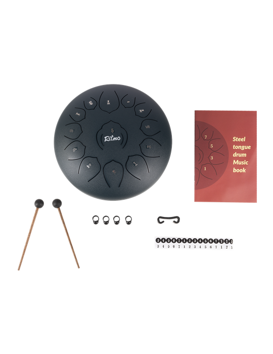 TONGUE DRUM DE 10” NEGRO 11 NOTAS