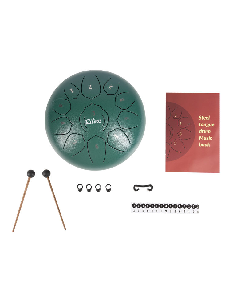 TONGUE DRUM DE 10” VERDE 11 NOTAS