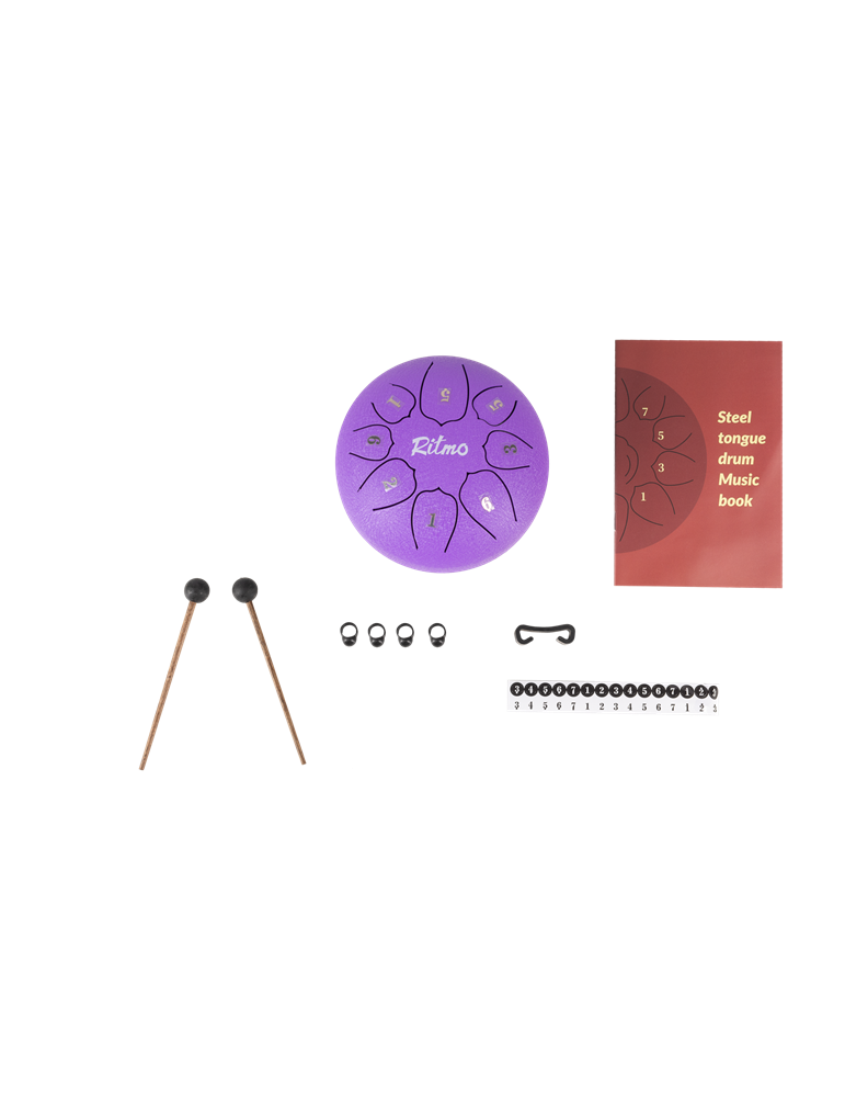 MINI TONGUE DRUM DE 6” LOTUS DISPLAY MORADO 8 NOTAS