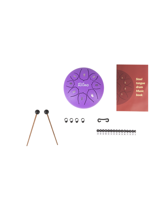 MINI TONGUE DRUM DE 6” LOTUS DISPLAY MORADO 8 NOTAS