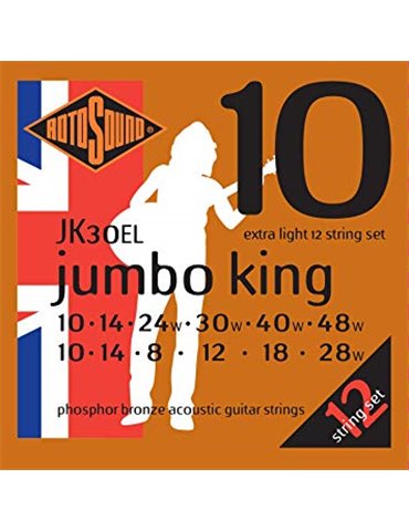 JUEGO DE CUERDAS ROTOSOUND PARA GUITARRA ACÚSTICA 12 CUERDAS