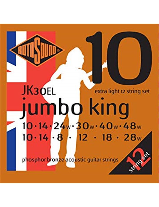 JUEGO DE CUERDAS ROTOSOUND PARA GUITARRA ACÚSTICA 12 CUERDAS