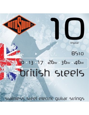 JUEGO DE CUERDAS ROTOSOUND PARA GUITARRA ELÉCTRICA BRITISH STEELS 10-46
