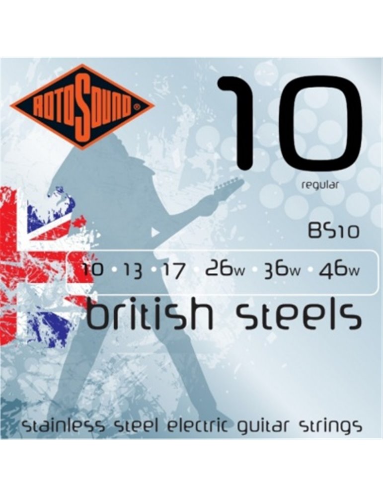 JUEGO DE CUERDAS ROTOSOUND PARA GUITARRA ELÉCTRICA BRITISH STEELS 10-46