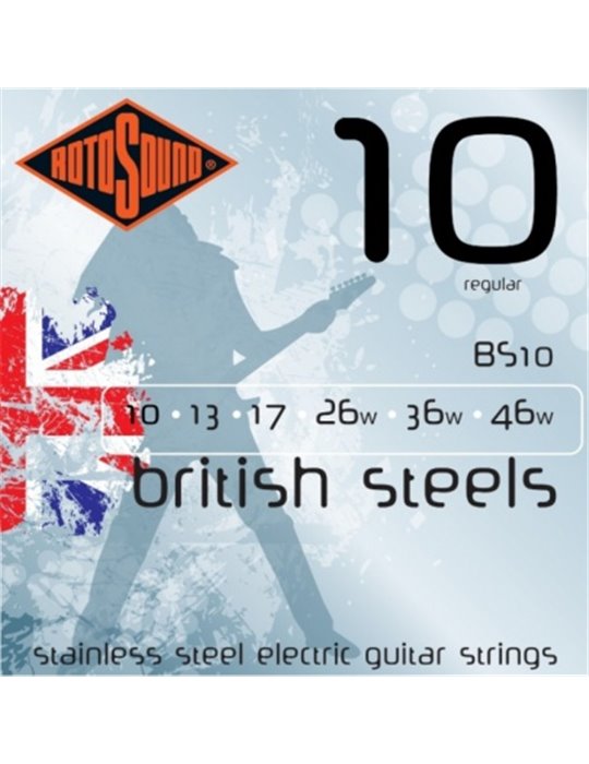 JUEGO DE CUERDAS ROTOSOUND PARA GUITARRA ELÉCTRICA BRITISH STEELS 10-46