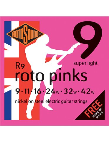 JUEGO DE CUERDAS ROTOSOUND PARA GUITARRA ELÉCTRICA 9-42