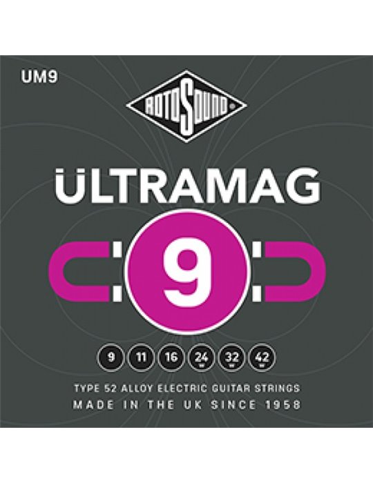 JUEGO DE CUERDAS ROTOSOUND ULTRAMAG PARA GUITARRA ELÉCTRICA UM9