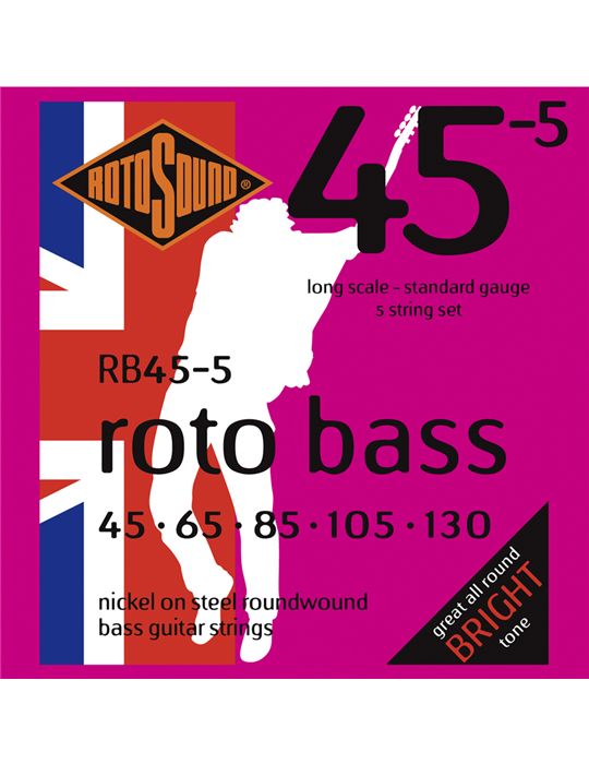 JUEGO DE 5 CUERDAS ROTOSOUND PARA BAJO 45-130