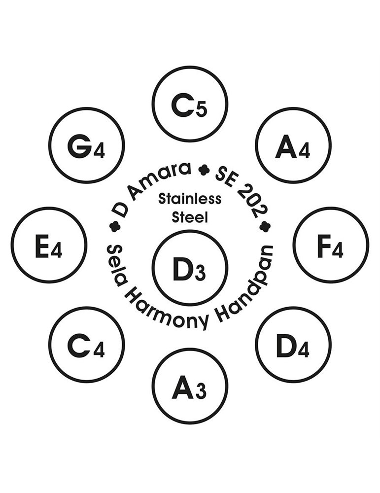 stainless steel handpan D Kurd 440 hz, with padded