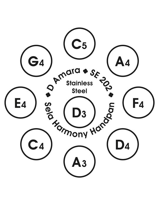 stainless steel handpan D Kurd 440 hz, with padded