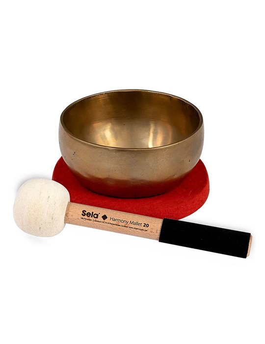 brass singing bowl 12cm, with mallet - felt ring -