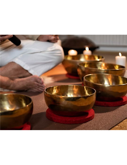 brass singing bowl 12cm, with mallet - felt ring -