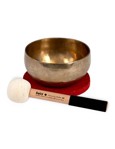brass singing bowl 15cm, with mallet - felt ring -