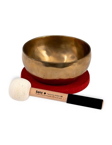 brass singing bowl 17cm, with mallet - felt ring -